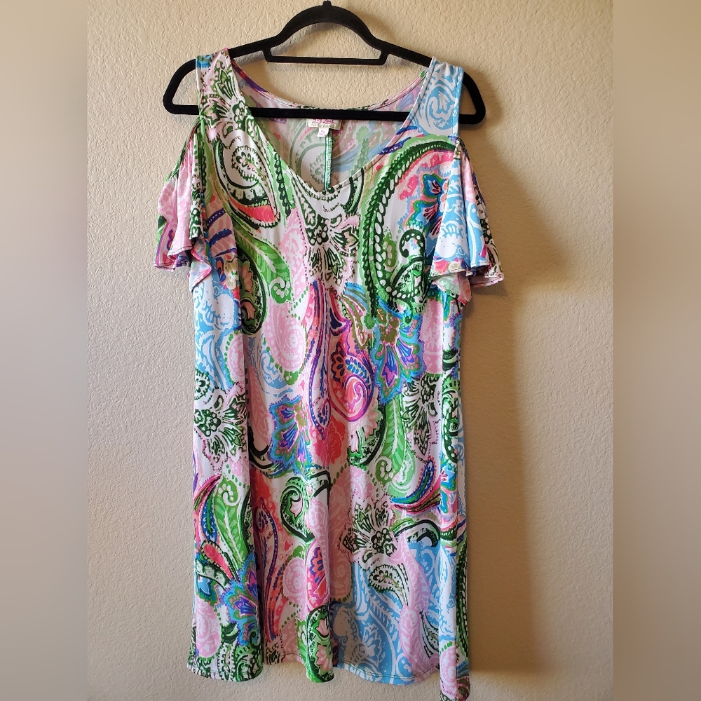 Ivy Lane Cold-Shoulder Paisley Tank Top Dress